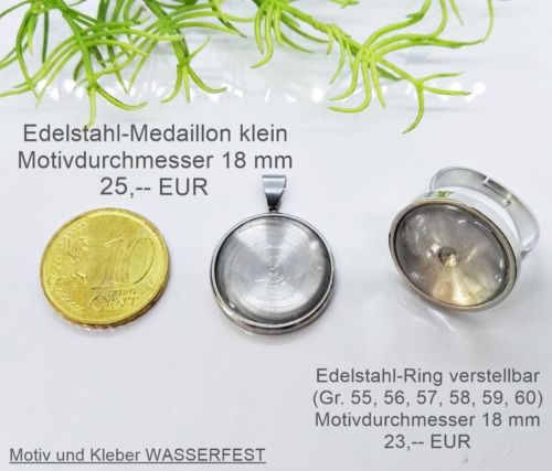 Medaillon klein und Ring Größenreferenz 