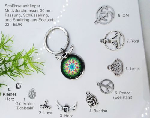 Schlüsselanhänger Edelstahl 30mm plus Charms
